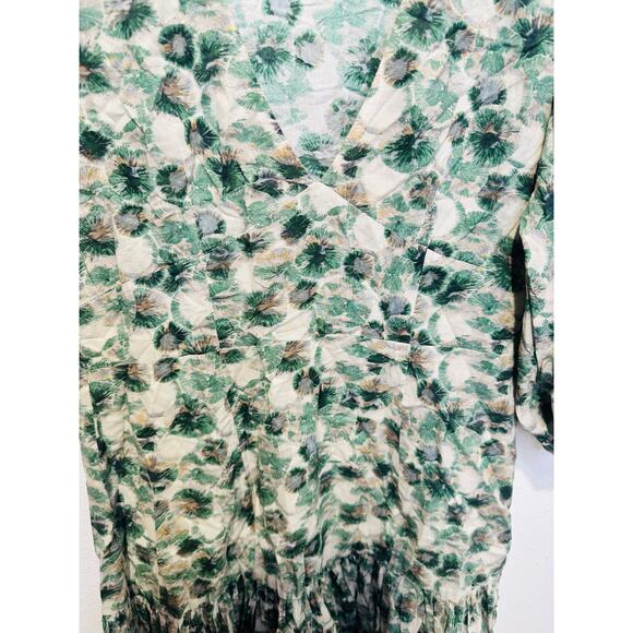 MARYSIA Green White Floral Printed 100% Cotton Drop Waist Imperialis Dress M - Picture 10 of 16